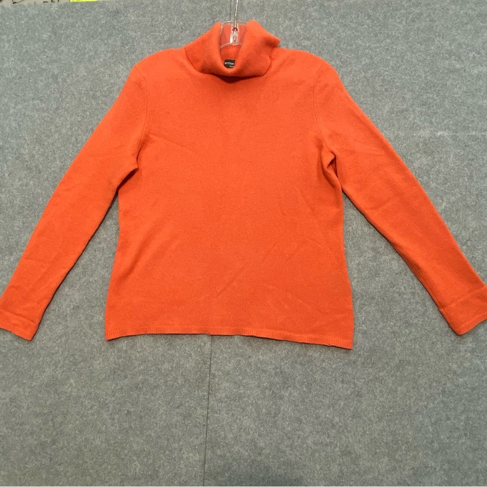 Sutton 100% Cashmere Sweater Women's L Burnt Orange Turtleneck Luxury Knit